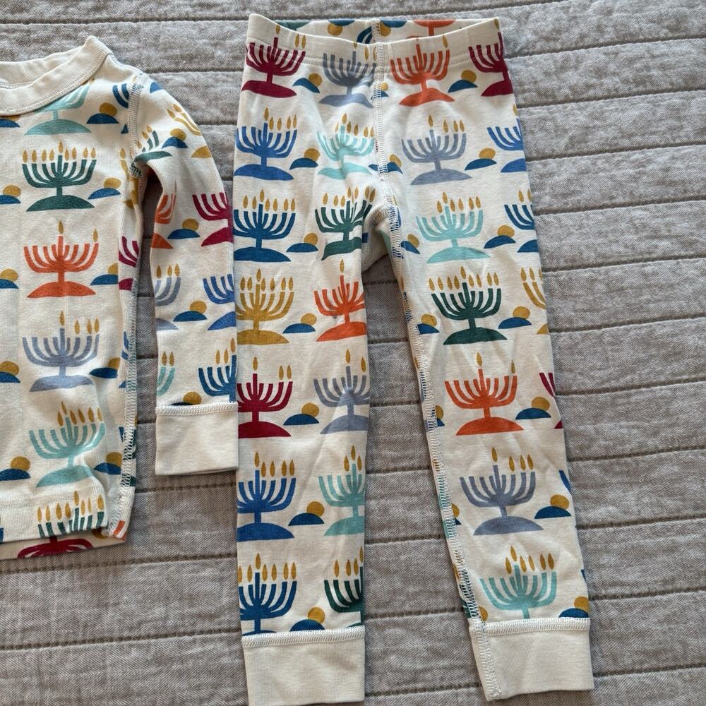 Hanna Andersson Kids Pajamas 3T Holiday Long John Rainbow Hanukkah NWOT - Picture 3 of 15